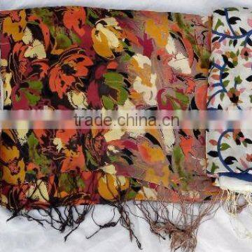 Multi color printed silk stoles