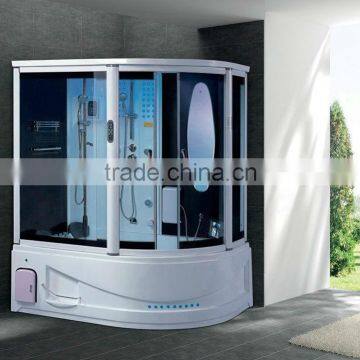 White acrylic steam hower sauna cabin with TV usb port and spa bathtub G165I