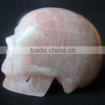 Wholesale big size 5" rose quartz skull carving