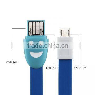 Multifunction Android OTG & card reader cable promotional smile face gift