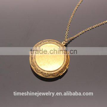 Gold Tone Fashion Women Alloy Locket Chain Pendant Necklace photo-2