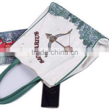 Constellation Series Embroidery And Printed Cotton On Sale Ladies Sagittarius Woven Canvas Bag photo-3