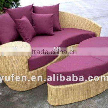 poly rattan metal sofa cum bed with stool