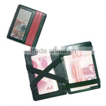 Promotional Elastic band leather magic wallets for money