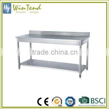 Square Tube Work Table With Backsplash Kitchen Fish Cleaning Stainless Steel Worktable photo-2