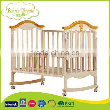 WBC-44 Hot Sale European Style Baby Cribs Wood Baby Cot Bed, baby cribs zealand pine wood