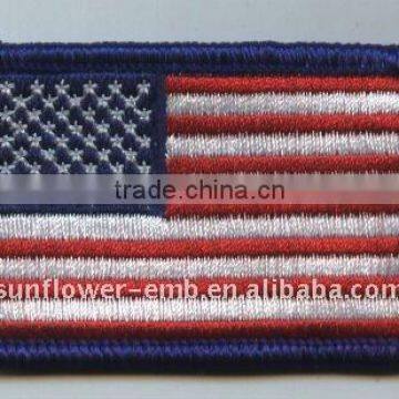 USA flag emboridery patch iron on backing