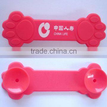 Red Silicone mobile cell phone sucker stand, Promotional Silicone mobile phone cat foot sucktion stand, PTP033