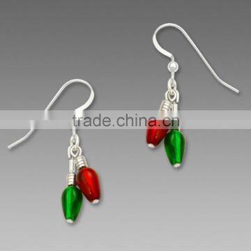 LED Beaded Red & Green Christmas Lights EARRINGS bulbs