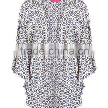 Printed short chinese kimono