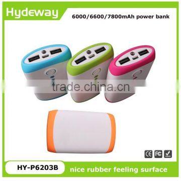 Wholesale Prices Travel Dual Ports Rubber Power Bank 6000mah Mobile Battery photo-2