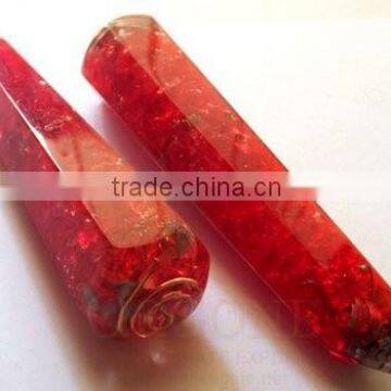 Red Orgone Energy Faceted Massage Wands | Orgonite Red Faceted Massager | Agate Orgonite Manufacturer