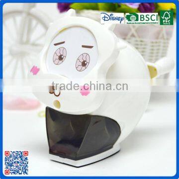 Cute cow shape single hole plastic pencil sharpener for children