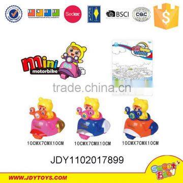 2016 hot plastic pull back cartoon motorbike toys,fun promotion little small animal toys