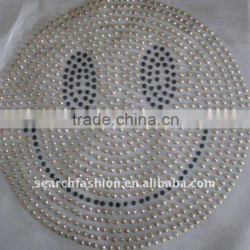 smiling face hot fix studs transfer motif iron on garment accessories