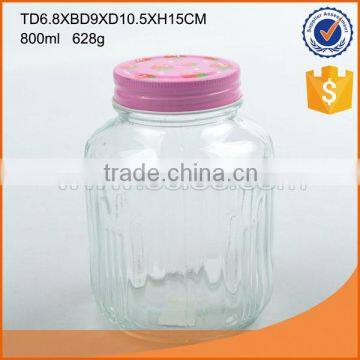 High quality glass storage jar with colored lid