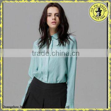 Mint Green Female Office Shirt Made In Guangzhou