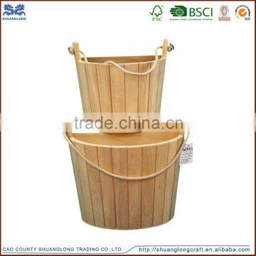 set of 2 small wooden bucket suitable for household decoration