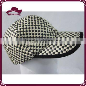 Black and White Plaid Straw Baseball Cap Paper Sun Hat photo-5