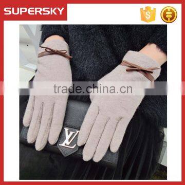 V-376 Bow cute ladystyle stylish plain color women wool warmer gloves magic finger golves