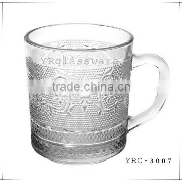 300g high quality clear glass tea cups with handle