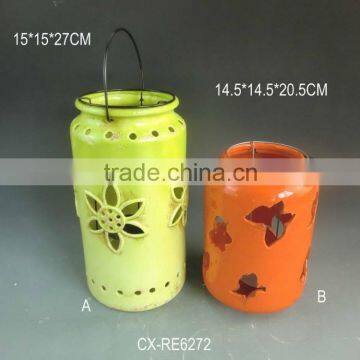 modern lantern ceramic garden stake candle holder