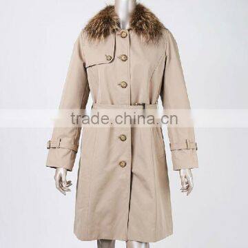 2014/2015 hottest winter coat new design fur collar warm ladies trench coats