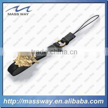 Custom Fancy Blank Metal Leather Cell Phone Charm Strap photo-5