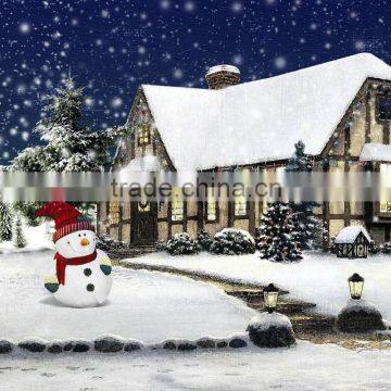 snow man christmas led canvas wall art