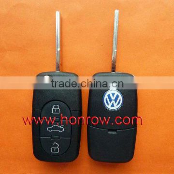 Hot Sale VW 3 button remote key blank & key shell without panic with 1616 battery small battery