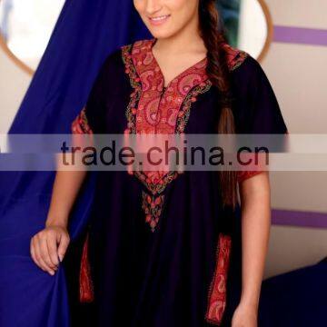 New stylish navy blue Embroidered kaftans / indian embroidered polyester kaftan / arabic kaftan