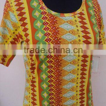 Multi-colored new short sleeve beautiful t-shirts / 100% hojari fabric girls wear garments