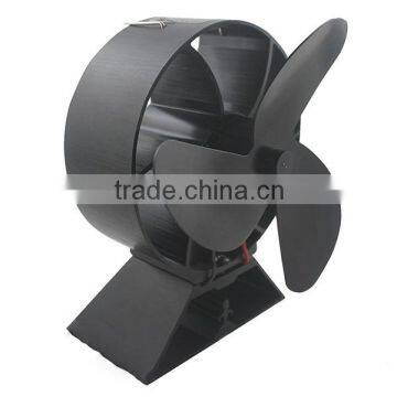 round-shaped 3 blades black heat powered stove fan