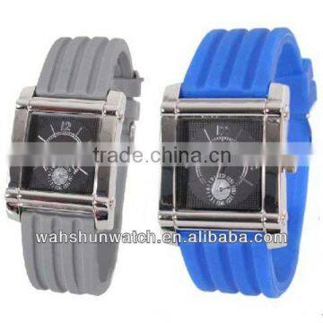2013 water resistant sport chronograph rubber watch with square alloy case