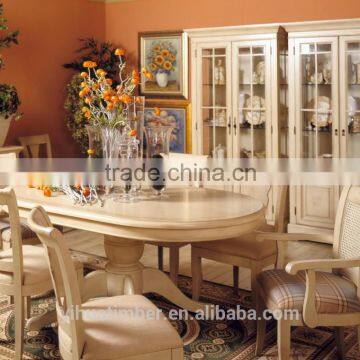 french white color wooden dining table with chairs elegant dining sets manufacturer