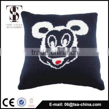 Acrylic and linen material Mickey Jacquard knitted cushion/back pillow