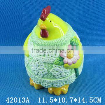 Creative cock ceramic money bank with easter design