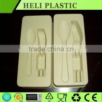 Plastic flocking blister packaging tray for dinnerware