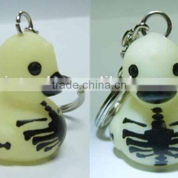 Skeleton rubber duck key ring