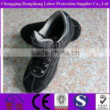 Black Shining Smooth Leather Labor Protection Shoes from Chinese Manufacturer