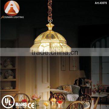 Moroccan Brass Pendant Light with Glass Shade