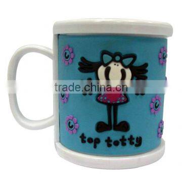 sweet style engraved fancy girl pattern silicone tea mug