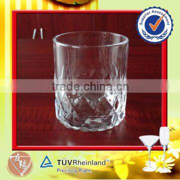 machine pressed embossing round whisky glass cup in 410ml