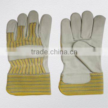 Cow Grain Full Palm Stripe Cotton Back Work Glove