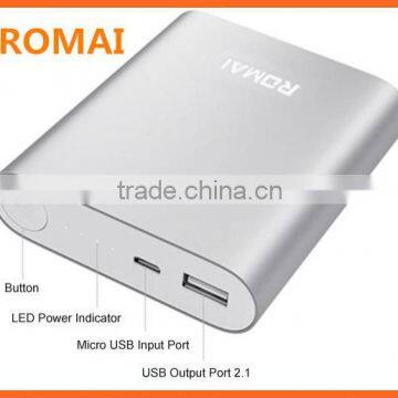 best selling products ! Romai 2015 universal power bank / usb power bank with high capacity 10400mAh