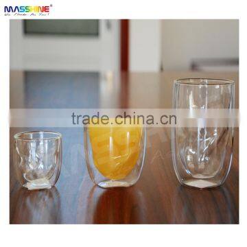 Manufacturer Mouthblown Borosilicate Double Wall Stone Shape Glass Cup