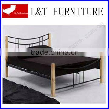 house furniture wooden post black metal bed