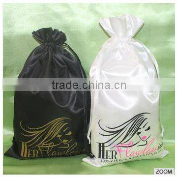 Hair Extension Packaging Bag with Gold Ribbon Drawstring(Un20160804P1)