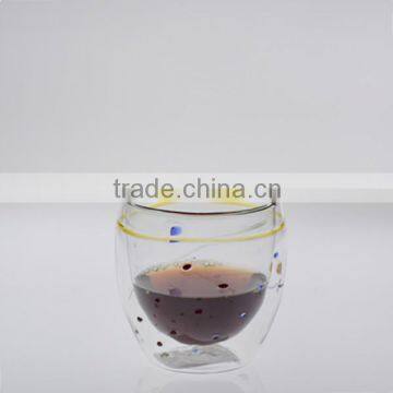 double wall glass cup with dot decoration