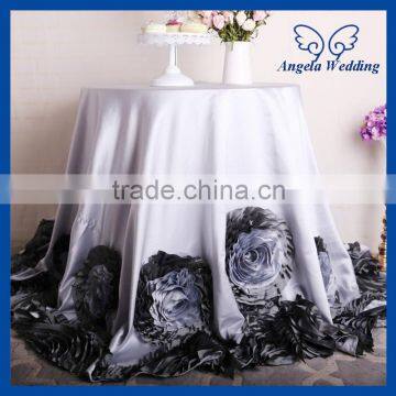 CL052F New 2016 Fancy elegant round flower fancy wedding light grey and dark grey cake tablecloth